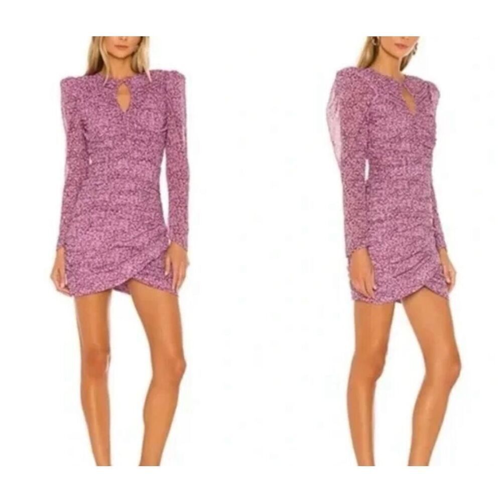 NWT Bardot Womens Charlotte Floral Print Long Sleeve Minidress Pink Size 8
